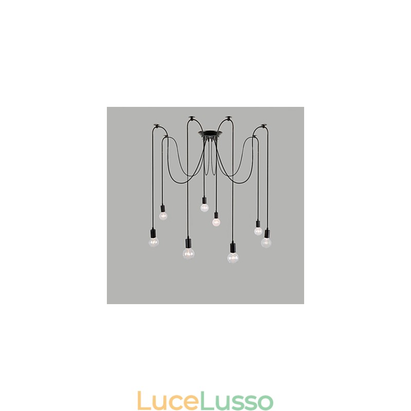 Lampadario a sospensione a 8 luci, tradizionale, classico, retrò, in metallo