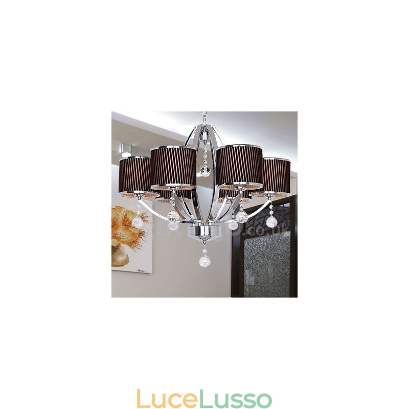 Lampadario a candela in cristallo K9 contemporaneo a 6 luci