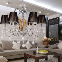 Lampadario a candela in cristallo K9 contemporaneo a 6 luci