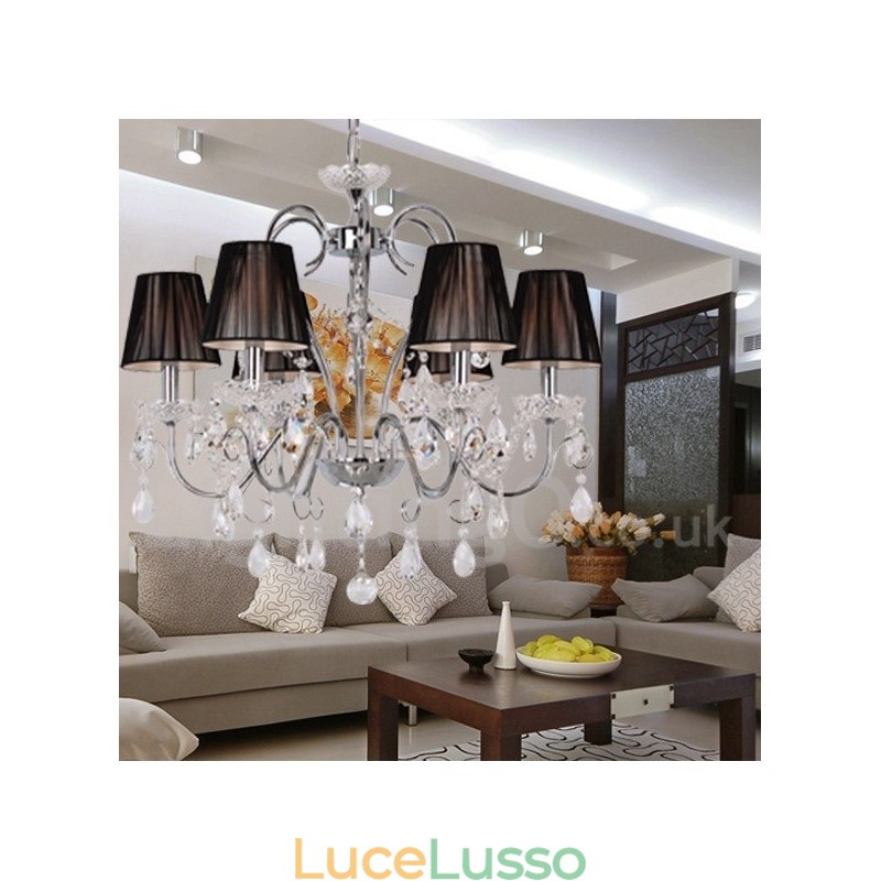 Lampadario a candela in cristallo K9 contemporaneo a 6 luci