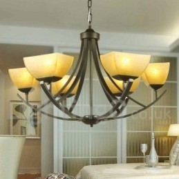 Lampadario a 6 luci in stile mediterraneo con candela nera