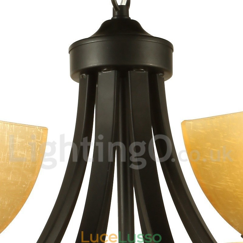 Lampadario a 6 luci in stile mediterraneo con candela nera