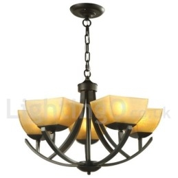 Lampadario a 5 luci in stile mediterraneo con candela nera
