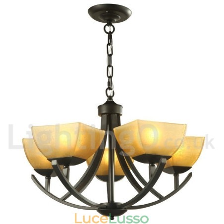 Lampadario a 5 luci in stile mediterraneo con candela nera Lampadario a 5 luci in stile mediterraneo con candela nera