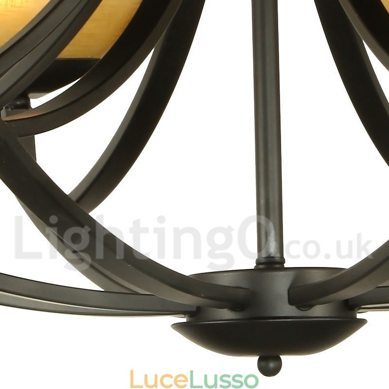 Lampadario a 4 luci in stile mediterraneo con candela nera