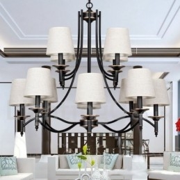 Lampadario in stile candela contemporaneo nero rustico retrò a 12 luci