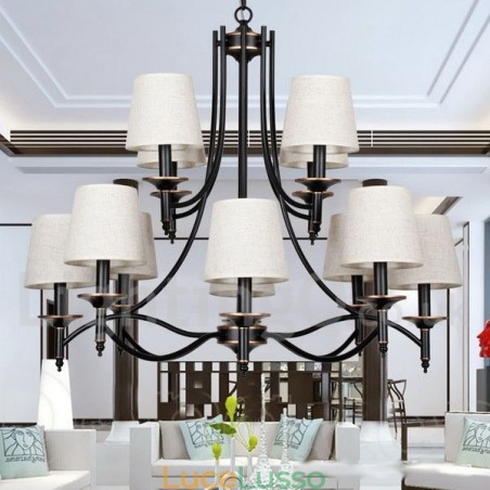 Lampadario in stile candela contemporaneo nero rustico retrò a 12 luci Lampadario in stile candela contemporaneo nero rustico retrò a 12 luci