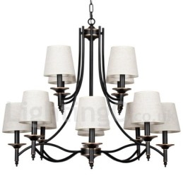 Lampadario in stile candela contemporaneo nero rustico retrò a 12 luci