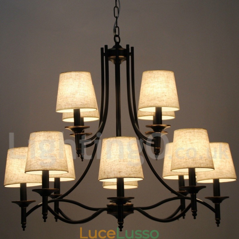 Lampadario in stile candela contemporaneo nero rustico retrò a 12 luci