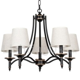 Lampadario in stile candela contemporaneo nero retrò rustico a 5 luci