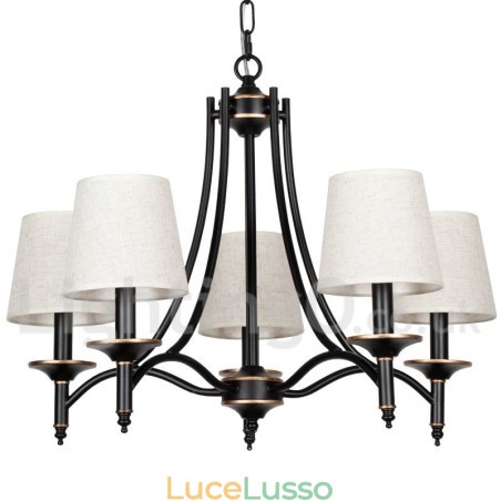 Lampadario in stile candela contemporaneo nero retrò rustico a 5 luci Lampadario in stile candela contemporaneo nero retrò rustico a 5 luci