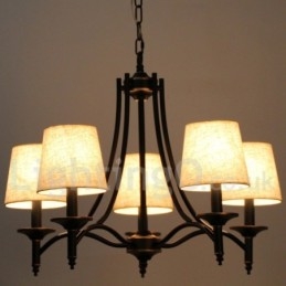 Lampadario in stile candela contemporaneo nero retrò rustico a 5 luci
