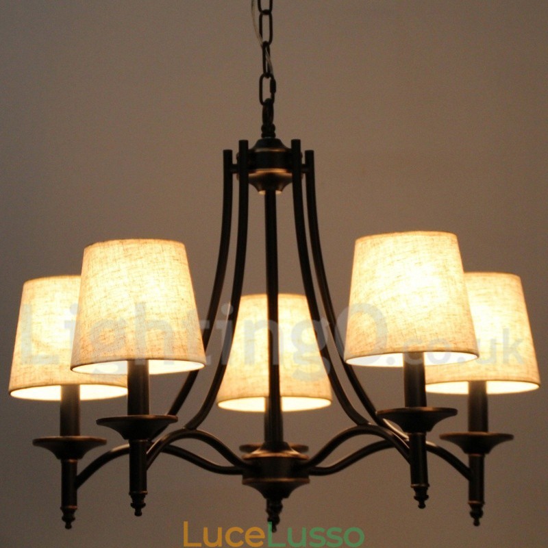 Lampadario in stile candela contemporaneo nero retrò rustico a 5 luci