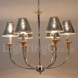 Lampadario a candela in stile moderno contemporaneo cromato a 6 luci