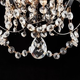 Lampadario in ferro dipinto con lampada moderna in cristallo trasparente