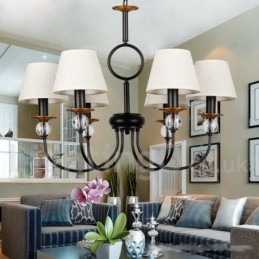 Lampadario a 6 luci rustico retrò nero in stile mediterraneo contemporaneo in stile candela