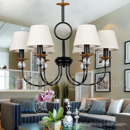 Lampadario a 6 luci rustico retrò nero in stile mediterraneo contemporaneo in stile candela Lampadario a 6 luci rustico retrò nero in stile mediterraneo contemporaneo in stile candela