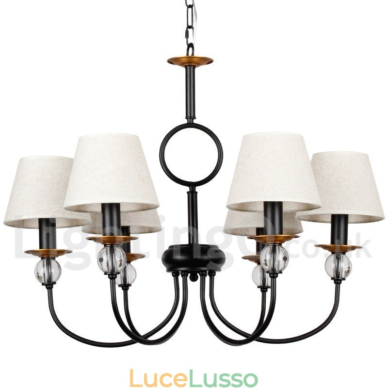 Lampadario a 6 luci rustico retrò nero in stile mediterraneo contemporaneo in stile candela