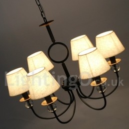 Lampadario a 6 luci rustico retrò nero in stile mediterraneo contemporaneo in stile candela