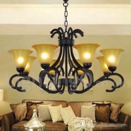 Lampadario a 8 luci in stile candela nero contemporaneo