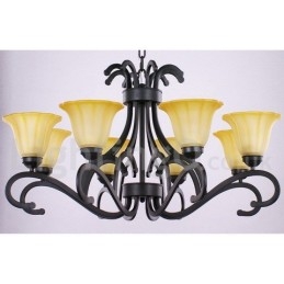 Lampadario a 8 luci in stile candela nero contemporaneo