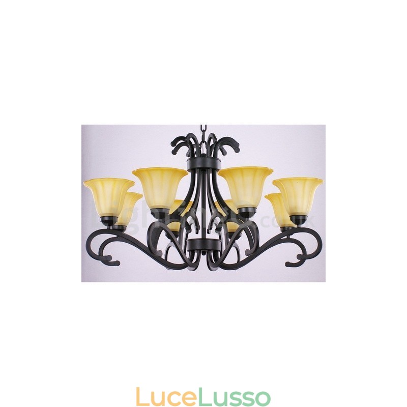 Lampadario a 8 luci in stile candela nero contemporaneo
