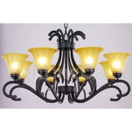 Lampadario a 8 luci in stile candela nero contemporaneo