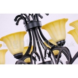 Lampadario a 8 luci in stile candela nero contemporaneo