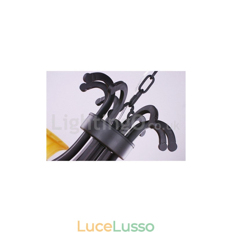 Lampadario a 8 luci in stile candela nero contemporaneo