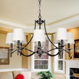 Lampadario in stile candela contemporaneo nero rustico retrò a 8 luci
