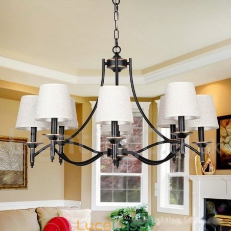 Lampadario in stile candela contemporaneo nero rustico retrò a 8 luci Lampadario in stile candela contemporaneo nero rustico retrò a 8 luci