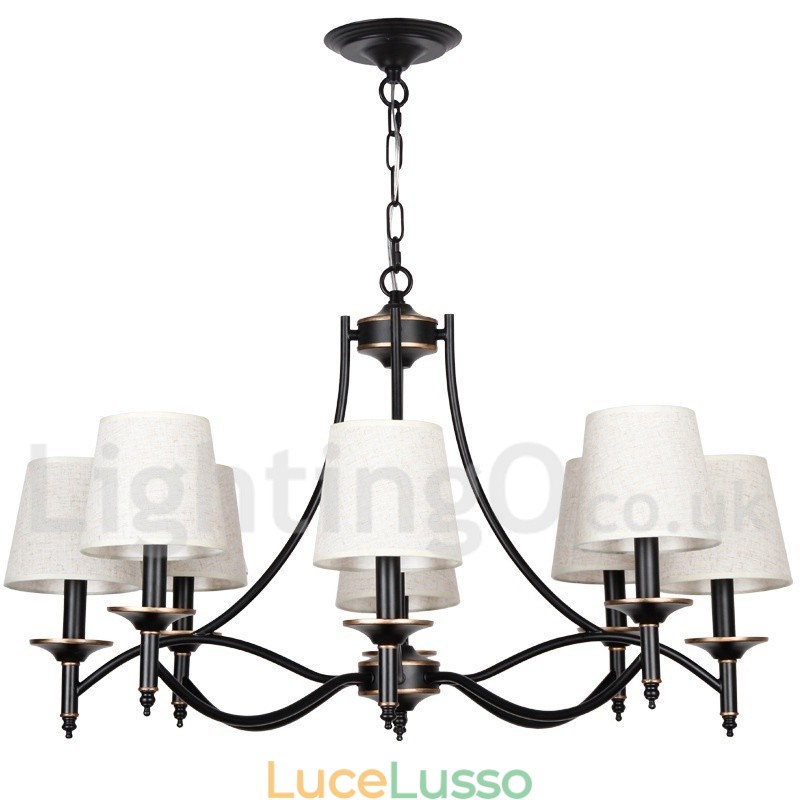 Lampadario in stile candela contemporaneo nero rustico retrò a 8 luci