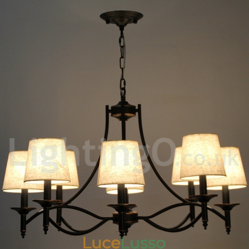 Lampadario in stile candela contemporaneo nero rustico retrò a 8 luci