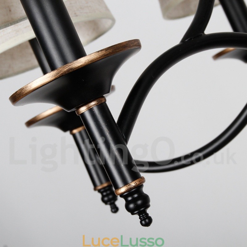 Lampadario in stile candela contemporaneo nero rustico retrò a 8 luci