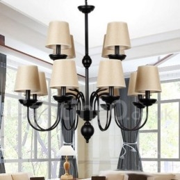 Lampadario rustico a 2 livelli, stile retrò contemporaneo, con 12 luci