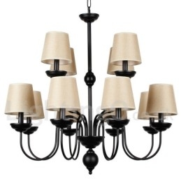 Lampadario rustico a 2 livelli, stile retrò contemporaneo, con 12 luci