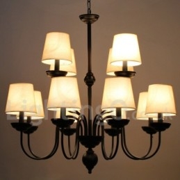 Lampadario rustico a 2 livelli, stile retrò contemporaneo, con 12 luci