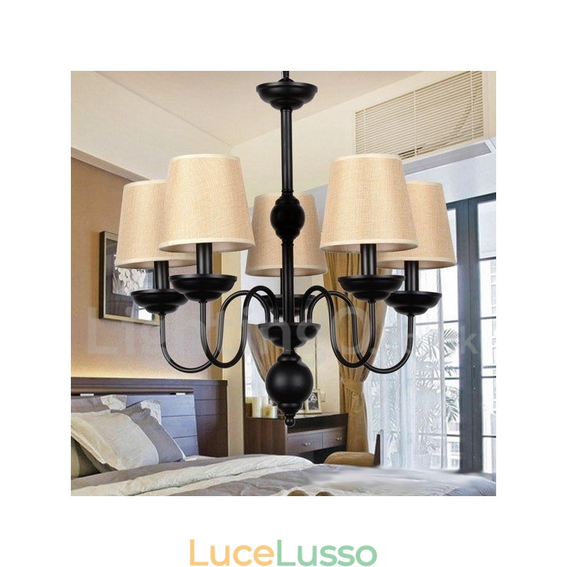 Lampadario in stile rustico retrò contemporaneo a 5 luci