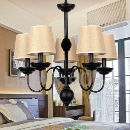 Lampadario in stile rustico retrò contemporaneo a 5 luci