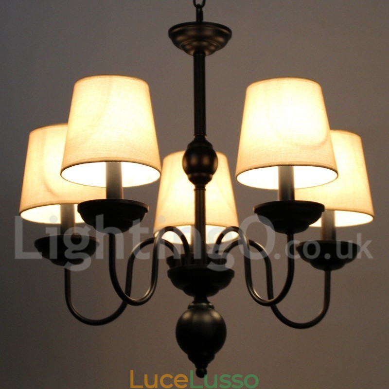 Lampadario in stile rustico retrò contemporaneo a 5 luci