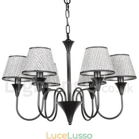 Lampadario in stile rustico moderno contemporaneo retrò nero a 6 luci Lampadario in stile rustico moderno contemporaneo retrò nero a 6 luci
