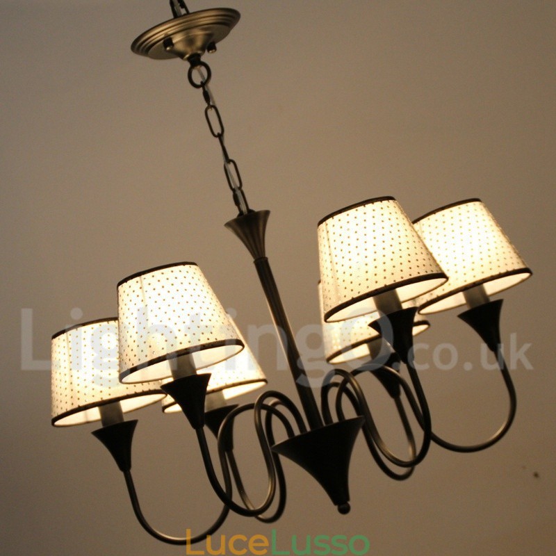 Lampadario in stile rustico moderno contemporaneo retrò nero a 6 luci