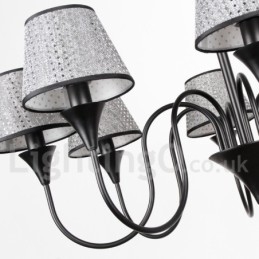 Lampadario in stile rustico moderno contemporaneo retrò nero a 6 luci