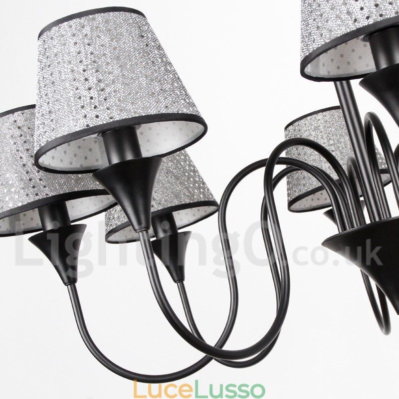Lampadario in stile rustico moderno contemporaneo retrò nero a 6 luci