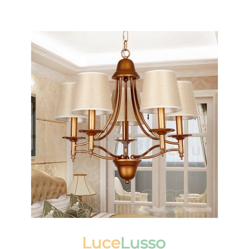 Lampadario a candela in stile mediterraneo retrò rustico a 5 luci