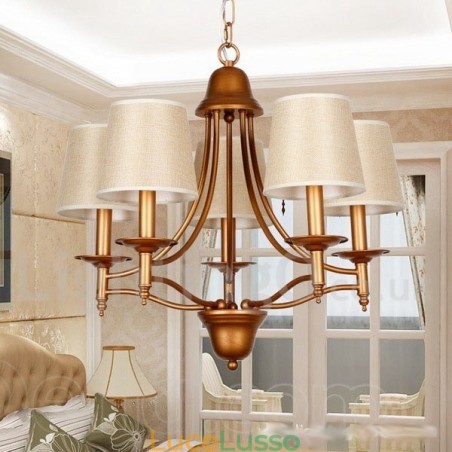 Lampadario a candela in stile mediterraneo retrò rustico a 5 luci