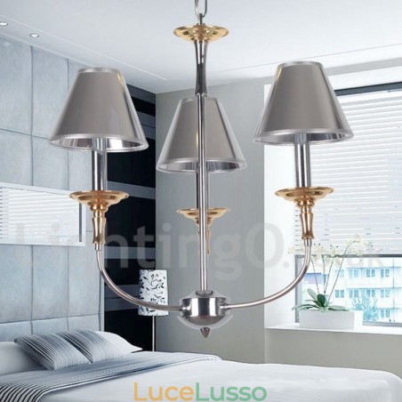 Lampadario a candela moderno contemporaneo cromato a 3 luci Lampadario a candela moderno contemporaneo cromato a 3 luci