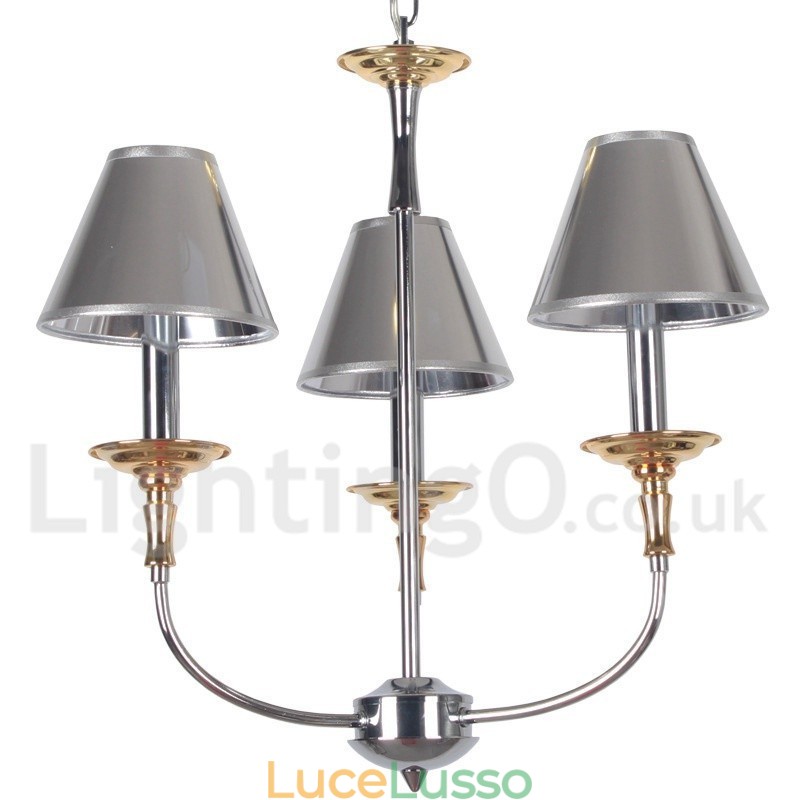 Lampadario a candela moderno contemporaneo cromato a 3 luci