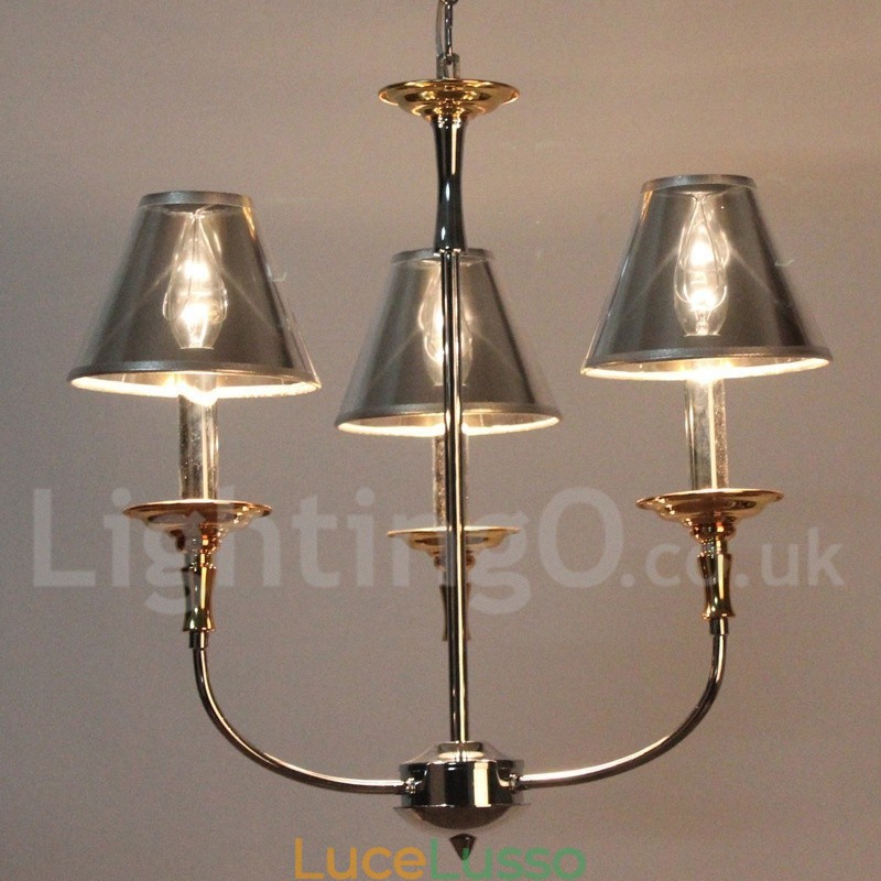 Lampadario a candela moderno contemporaneo cromato a 3 luci
