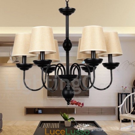 Lampadario in stile rustico retrò contemporaneo a 6 luci Lampadario in stile rustico retrò contemporaneo a 6 luci